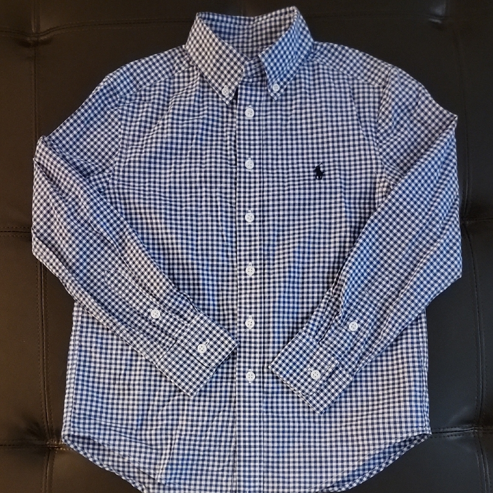 KidsRalph Lauren Blue & White Gingham Button-Down Shirt Size S/P 8